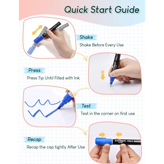 STATIONERY ISLAND Kreidestifte für Tafel Abwaschbar, Kreidestift für Fenster, 8 Farben Kreidemarker für Glas & Tafeln, Bunt Fensterstifte, Zeichnung, Künstler, Ostergeschenke Kinder