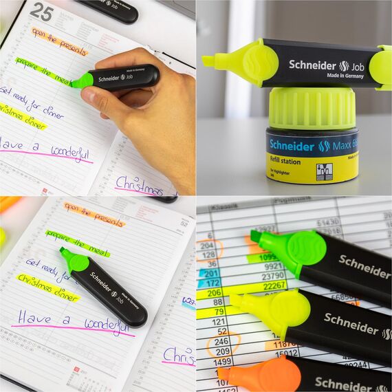 Schneider Job 150 Textmarker (aus recyceltem Kunststoff, ausgezeichnet mit Der blaue Engel) 8er Etui sortiert