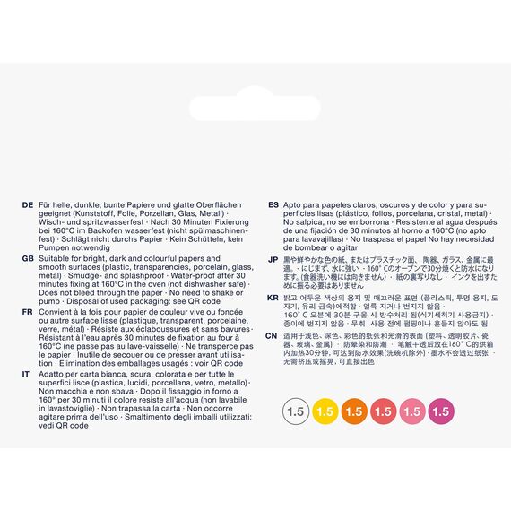Faber-Castell 160705 - Creative Marker Set, 6 Permanent Marker, Stifte Set Summer breeze, für Papier, Glas, Kunststoff uvm.