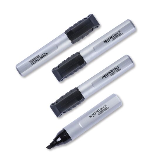 Amazon Basics Permanentmarker, große Keilspitze, schwarz, 12 Stück