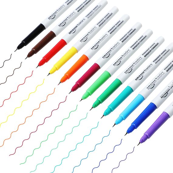 Amazon Basics Ultra Fine Point Permanent Markers, Assorted Colors, 24-Pack