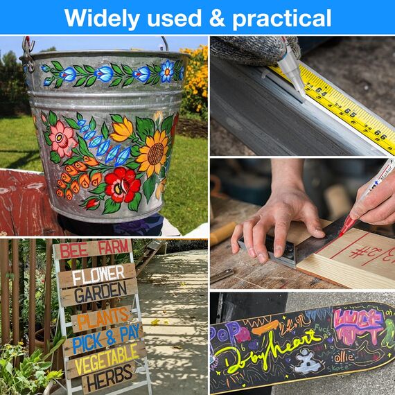 STANBLUE Farbstifte, Farbmarker: 8 farbige wasserfeste Ölmarker, schnell trocknend, Permanentmarker für Steinmalerei, Kunststoff, Holz, Stoff, Glas, Metalle fast jede Oberfläche