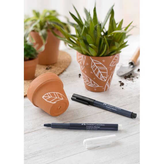 Faber-Castell 160795 - Creative Marker, weiß/schwarz, Strichstärke 1,5 mm, 2er Set
