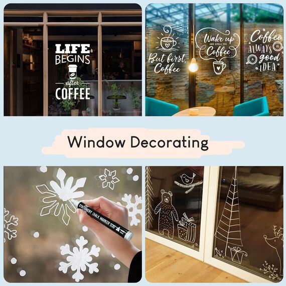 STATIONERY ISLAND Kreidestifte für Tafel Abwaschbar, Weiß Kreidestift für Fenster, 6mm 1 Stück Kreidemarker, Fensterstifte