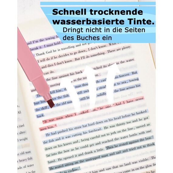 Willingood [12er-Pack] Ästhetische Textmarker mit weicher Keilspitze, No Bleed Bible Highlighter Pastell, Trocknet Schnell Highlighter Stifte