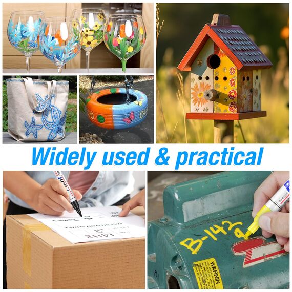 Permanent Marker Bunt Glasmalstifte Wasserfest Set, 24 Farben zum Steine Bemalen Glasstift Lackstifte für Verschiedenen Oberflächen Karton, Kunststoff, Holz, Metall,Keramik Tassen