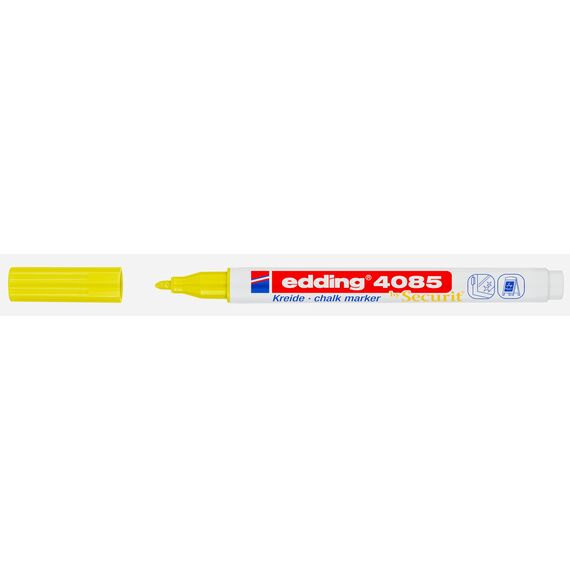 edding 4085 Kreidemarker - neon-gelb - 1 Kreidestift - Rundspitze 1-2 mm - dünner Kreidestift für Tafel abwischbar - zum Beschriften von Fenster, Glas, Spiegel - Tafelstift mit deckenden Farben