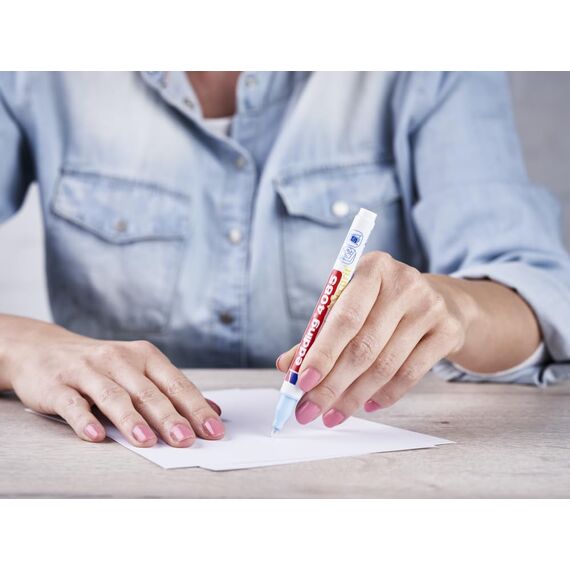 edding 4085 Kreidemarker - rot - 1 Kreidestift - Rundspitze 1-2 mm - dünner Kreidestift für Tafel abwischbar - zum Beschriften von Fenster, Glas, Spiegel - Tafelstift mit deckenden Farben