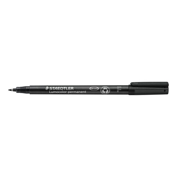 STAEDTLER permanenter Universalstift Lumocolor, wisch- und wasserfest, sekundenschnell trocken, nachfüllbar, Linienbreite 0,6 mm, 2 Marker blau/schwarz auf Blisterkarte, 318 ASBK2D