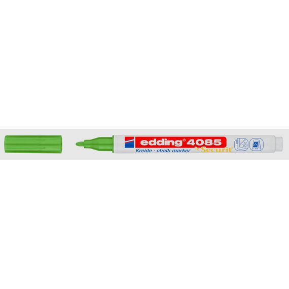 edding 4085 Kreidemarker - grün-metallic - 1 Kreidestift - Rundspitze 1-2 mm - dünner Kreidestift für Tafel abwischbar - zum Beschriften von Fenster, Glas, Spiegel - Tafelstift mit deckenden Farben
