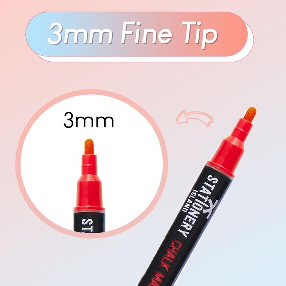 STATIONERY ISLAND Kreidestifte für Tafel Abwaschbar, Kreidestift für Fenster, 30 Farben Kreidemarker für Glas & Tafeln, Bunt Fensterstifte, Zeichnung, Künstler