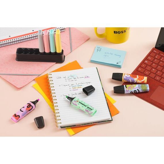 STABILO - Textmarker - BOSS ORIGINAL Pastel by Ju Schnee - 8er Tischset - mit 8 verschiedenen Pastellfarben