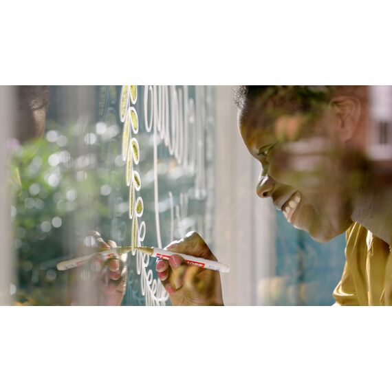 edding 4085 Kreidemarker - pastell-grün - 1 Kreidestift - Rundspitze 1-2 mm - dünner Kreidestift für Tafel abwischbar - zum Beschriften von Fenster, Glas, Spiegel - Tafelstift mit deckenden Farben