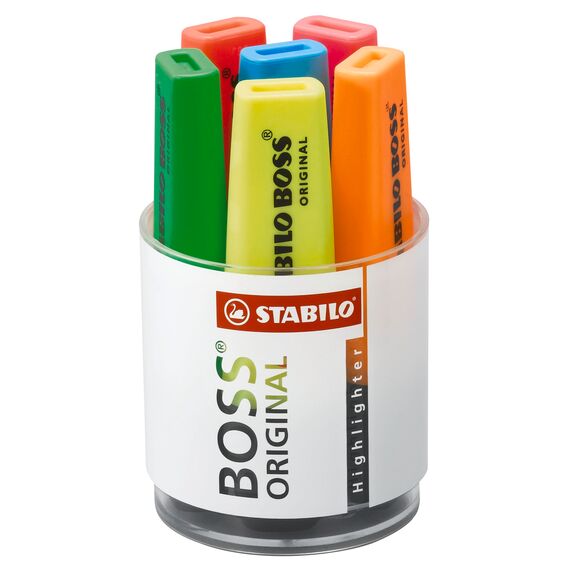 STABILO - Textmarker - BOSS ORIGINAL - 6er Rundbox - gelb, grün, orange, rot, pink, blau