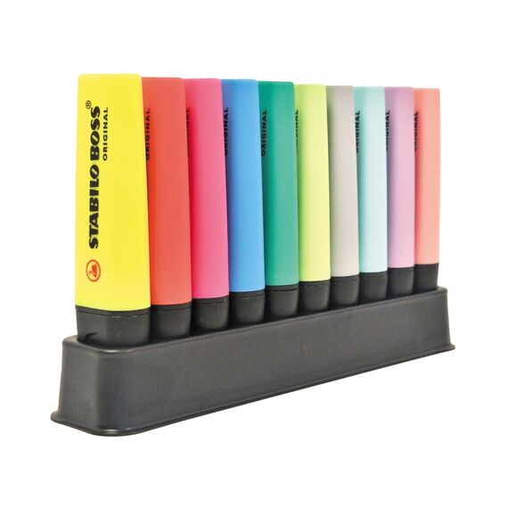 STABILO - Textmarker - BOSS ORIGINAL - 10er Tischset - 5 Leuchtfarben, 5 Pastellfarben