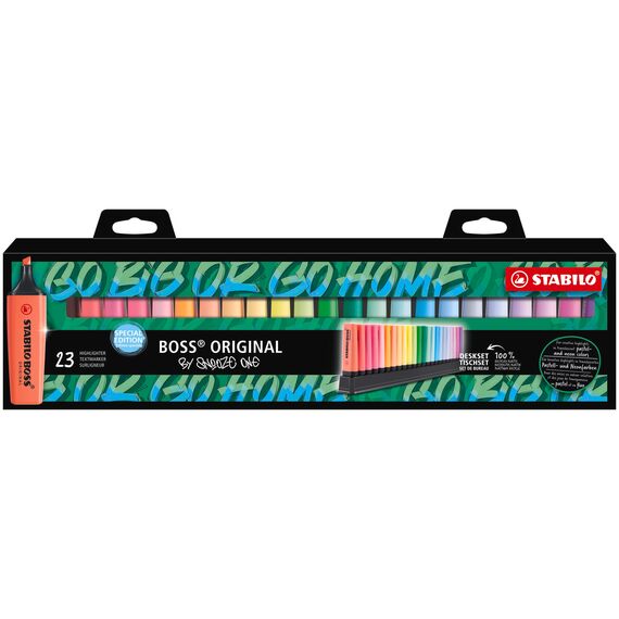 STABILO - Textmarker - BOSS ORIGINAL - 23er Tischset - Snooze One Edition - 9 Leuchtfarben, 14 Pastellfarben