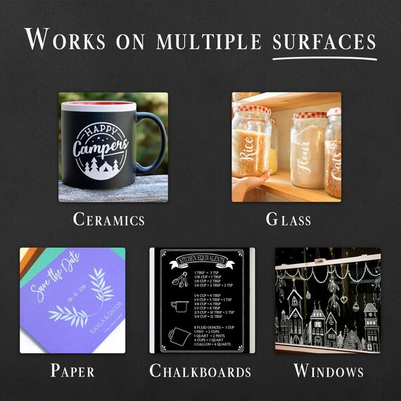 Pinturale Arts Set 5 Kreidestift Weiß | 2mm Spitze | Kreidemarker Weiss | Kreidestifte Für Tafel Abwaschbar, Kreidestifte Für Fenster, Glas, Metall, Keramik | Chalk Marker Weiß