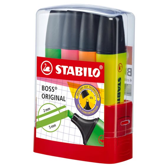 STABILO - Textmarker - BOSS ORIGINAL BOSSparade - 4er Tischset - grün, pink, orange, gelb