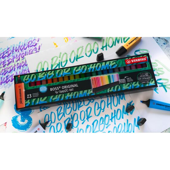 STABILO - Textmarker - BOSS ORIGINAL - 23er Tischset - Snooze One Edition - 9 Leuchtfarben, 14 Pastellfarben