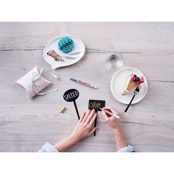 edding 4085 Kreidemarker - Rundspitze 1-2 mm - dünner Kreidestift für Tafel abwischbar - zum Beschriften von Fenster, Glas, Spiegel - Tafelstift mit deckenden Farben (5 Stifte - Weiß)