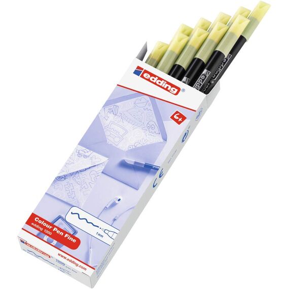edding 1200 Fasermaler fein - honigmelone (gelb) - 10 Stifte - Rundspitze 1 mm - Filzstift zum Zeichnen und Schreiben - für Schule, Mandala
