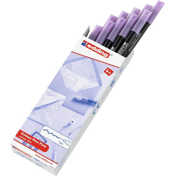 edding 1200 Fasermaler fein - beerig lavendel (lila) - 10 Stifte - Rundspitze 1 mm - Filzstift zum Zeichnen und Schreiben - für Schule, Mandala
