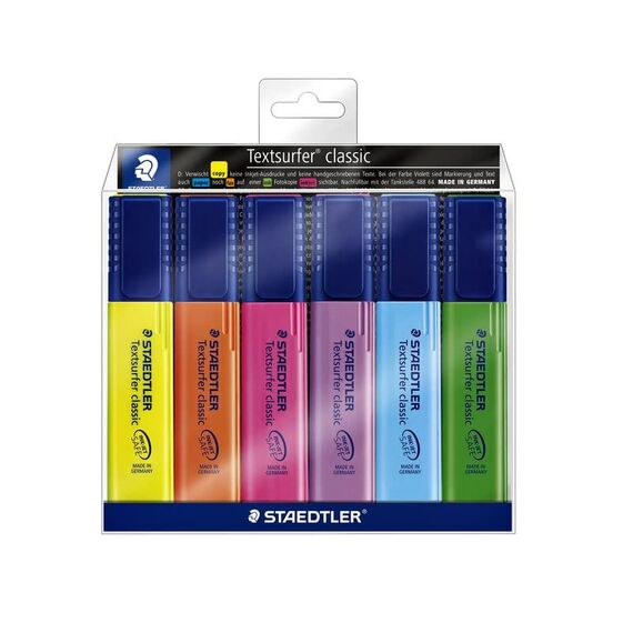 STAEDTLER 364 WP6 Textmarker Textsurfer classic, nachfüllbar, Etui mit 6 Stück, sortiert