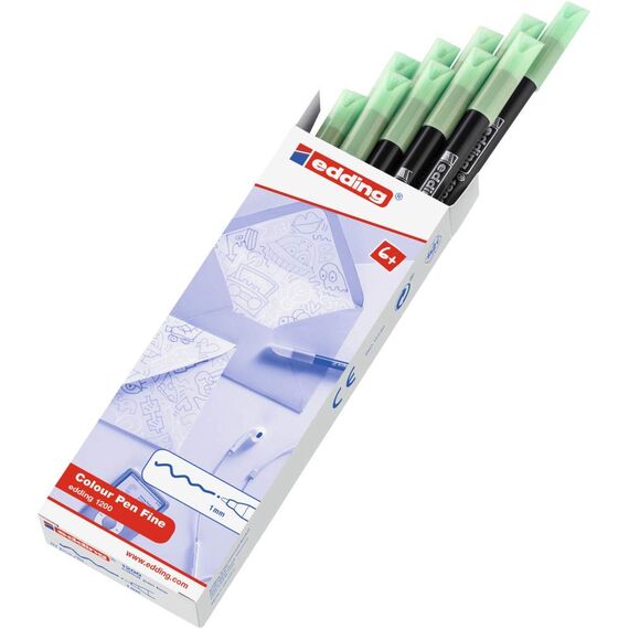 edding 1200 Fasermaler fein - apfelsorbet (grün) - 1 Stift - Rundspitze 1 mm - Filzstift zum Zeichnen und Schreiben - für Schule, Mandala