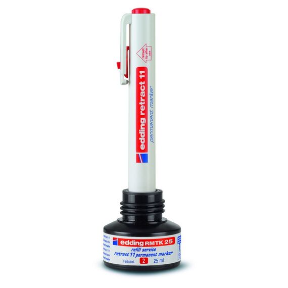 edding Retract 11 Permanent Marker - grün - 1 Stift - runde Feder 1,5-3 mm - wasserfest, schnelltrocknend - für die einfache Einhandbedienung - für Karton, Kunststoff, Holz, Metall, Glas