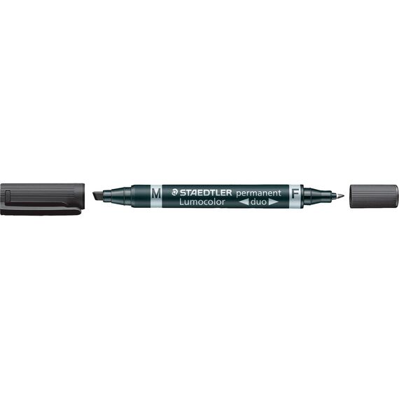 Staedtler 348 B-9 Permanentmarker Lumocolor duo - nachfüllbar, 0,6 mm und 1,5-4 mm, schwarz, 1 Stück