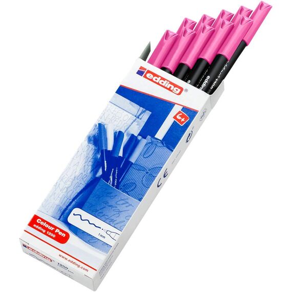 edding 1200 Fasermaler fein - pink - 10 Stifte - Rundspitze 1 mm - Filzstift zum Zeichnen und Schreiben - für Schule, Mandala