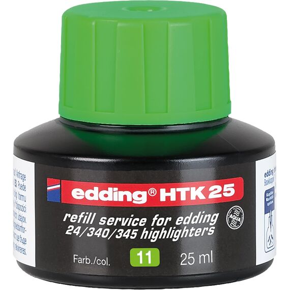 edding HTK 25 Nachfülltinte - hellgrau - 25 ml - mit Kapillarsystem, ideal zum sauberen und unkomplizierten Nachfüllen der edding Textmarker e-345 und e-24
