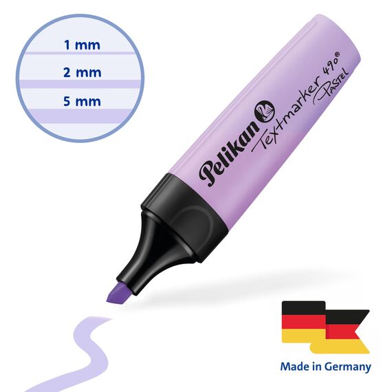 Pelikan Textmarker 490, 6 x Pastell-Farben, 6 Stück, mit Keilspitze