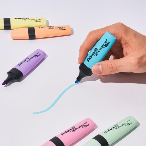 Pelikan Textmarker 490, 6 x Pastell-Farben, 6 Stück, mit Keilspitze