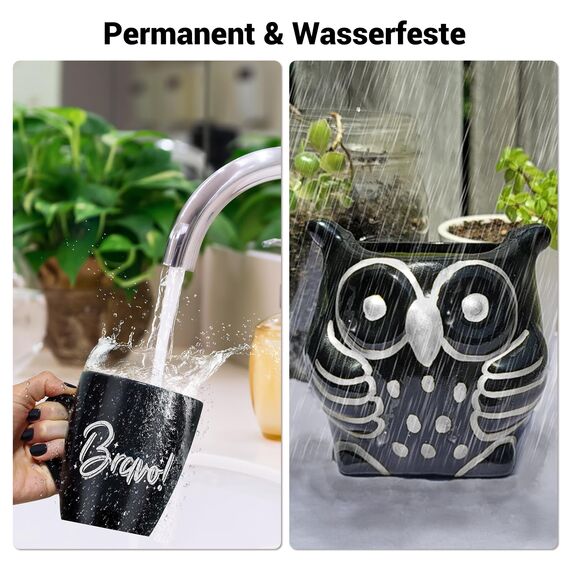 STANBLUE Permanent Marker Wasserfester Stift, 8 Silber Stark Deckend Paint Marker Schnell Trocknender Permanentmarker zum Steine Bemalen für Karton, Glas Holz, Metall, Kunststoff, Papier, Lackstift