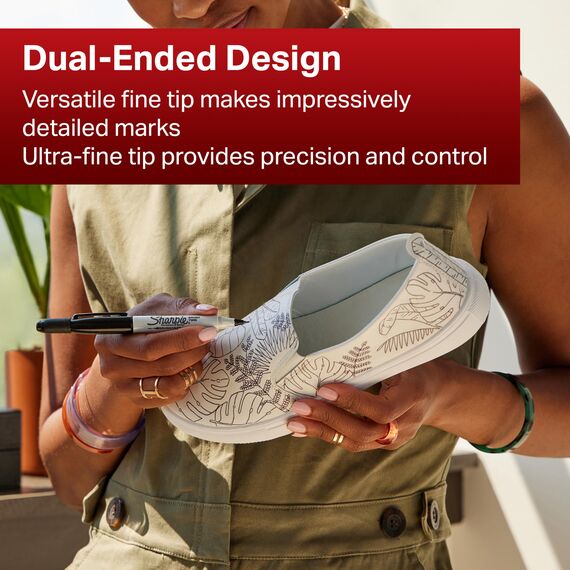 Sharpie Doppelseitiger Permanent Marker | Marker Stifte mit Doppelspitze (Fein & ultrafein) | schwarz | 12 Stück Market Set