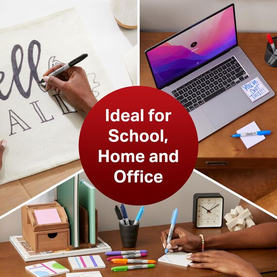 Sharpie Doppelseitiger Permanent Marker | Marker Stifte mit Doppelspitze (Fein & ultrafein) | schwarz | 12 Stück Market Set