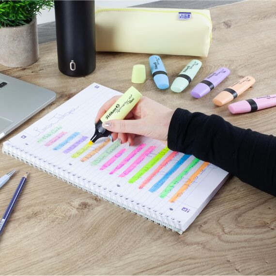 Pelikan Textmarker 490, 6 x Pastell-Farben, 6 Stück, mit Keilspitze