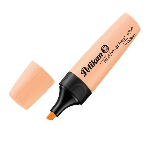 Pelikan Textmarker 490, 10 x Pastell-Orange, 10 Stück, mit Keilspitze