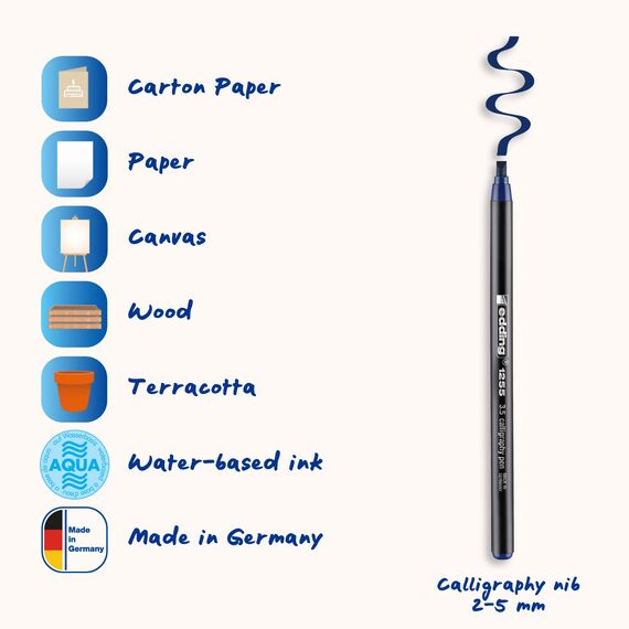 edding 4-1255-3-001 Kalligrafie-Stift, schwarz sortiert (3er Etui Kalligraphiemarker, blau)