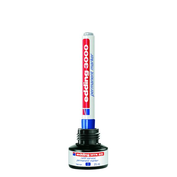 edding 3000 Permanentmarker - blau - 4 Stifte - Rund-Spitze 1,5-3 mm - schnell trocknender Permanent Marker - wasserfest, wischfest - für Karton, Kunststoff, Holz, Metall - Universalmarker