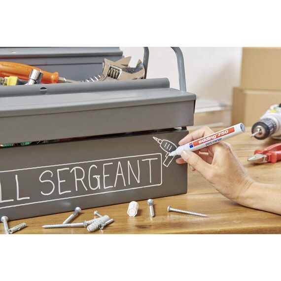 edding 750 Lackmarker - rot - 10 Stifte - Rundspitze 2-4 mm - Lackstift zur Markierung und Beschriftung von Metall, Glas, Stein oder Kunststoff - hitzebeständig, permanent, wisch- und wasserfest