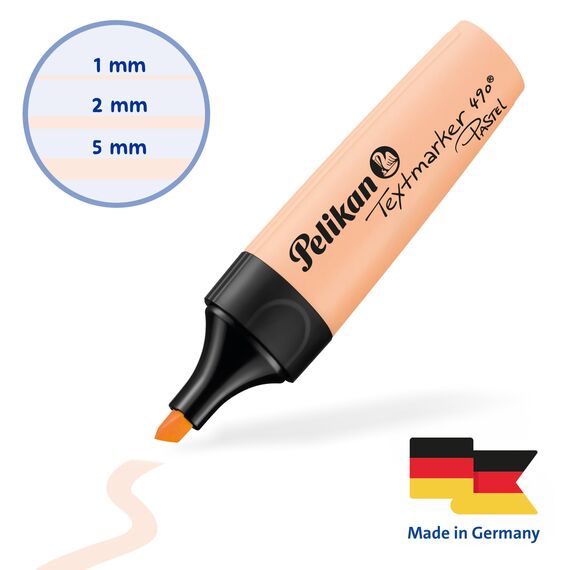 Pelikan Textmarker 490, 10 x Pastell-Orange, 10 Stück, mit Keilspitze