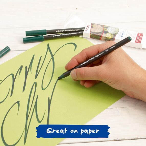 edding 4-1255-3-001 Kalligrafie-Stift, schwarz sortiert (3er Etui Kalligraphiemarker, blau)