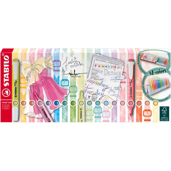 STABILO - Textmarker - swing cool - 18er Tischset - Leucht- & Pastellfarben