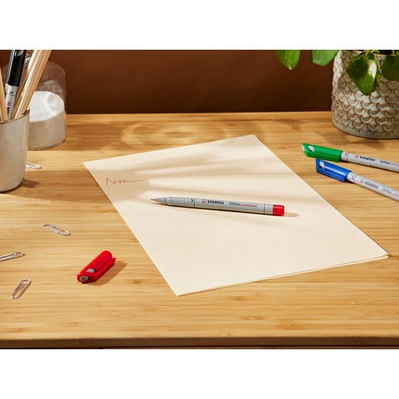 STABILO - Folienstift - OHPen universal - wasserlöslich superfein - 4er Pack - grün, rot, blau, schwarz