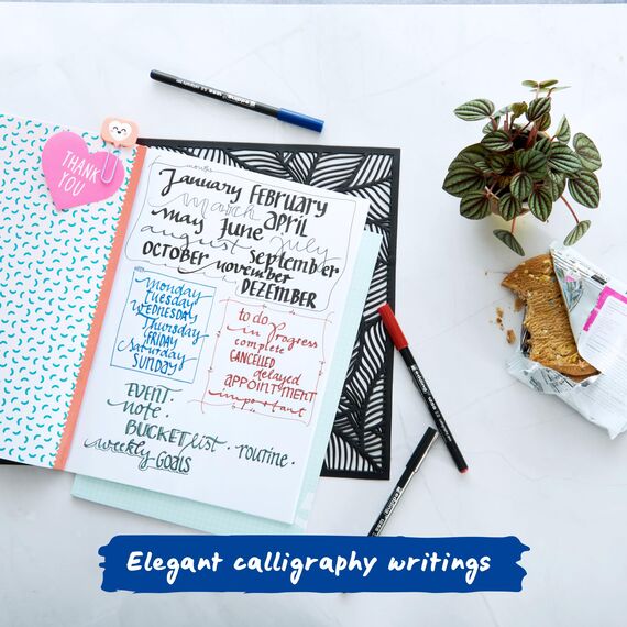 edding 4-1255-3-001 Kalligrafie-Stift, schwarz sortiert (3er Etui Kalligraphiemarker, blau)