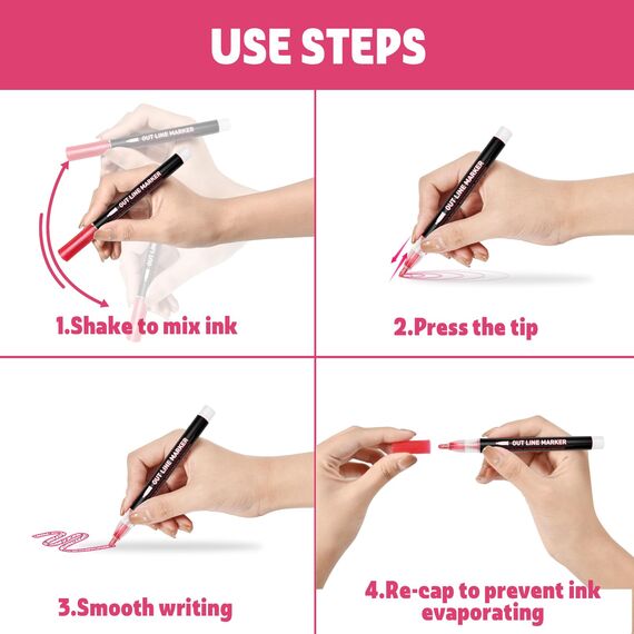 Lenski Geschenke für Mädchen, Glitzerstifte Magische Stifte Kinder Adventskalender Füllung Mädchen Geschenke 4-12 Jahre, 36 Outline Stifte Zauberstifte Metallic für Scrapbooking, Bastelset Kinder