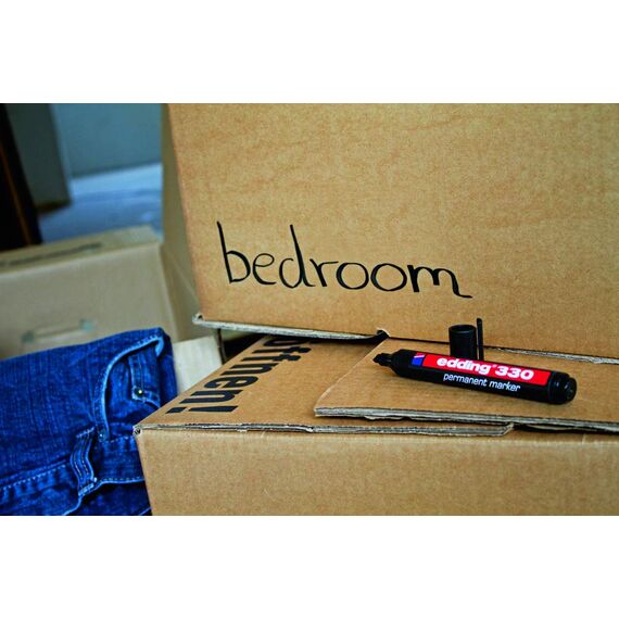 edding 330 Permanentmarker - braun - 10 Stifte - Keil-Spitze 1-5 mm - wasserfest, schnell-trocknend - wischfest - für Karton, Kunststoff, Glas, Holz, Metall, Glas