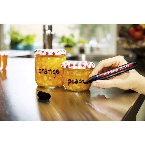 edding 330 Permanentmarker - grün - 10 Stifte - Keil-Spitze 1-5 mm - wasserfest, schnell-trocknend - wischfest - für Karton, Kunststoff, Glas, Holz, Metall, Glas